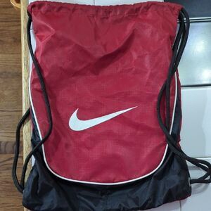 Nike Red and Black Drawstring Backpack
